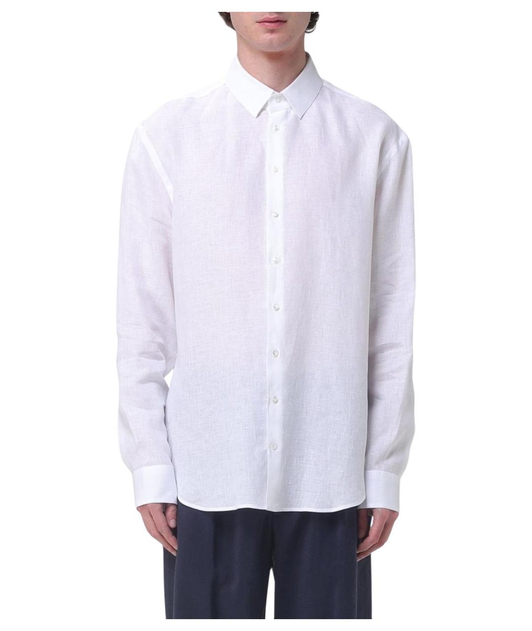 GIORGIO ARMANI Белая льняная кэжуал рубашка, фото 1