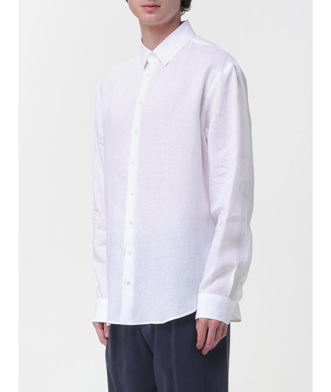 GIORGIO ARMANI Белая льняная кэжуал рубашка, фото 4