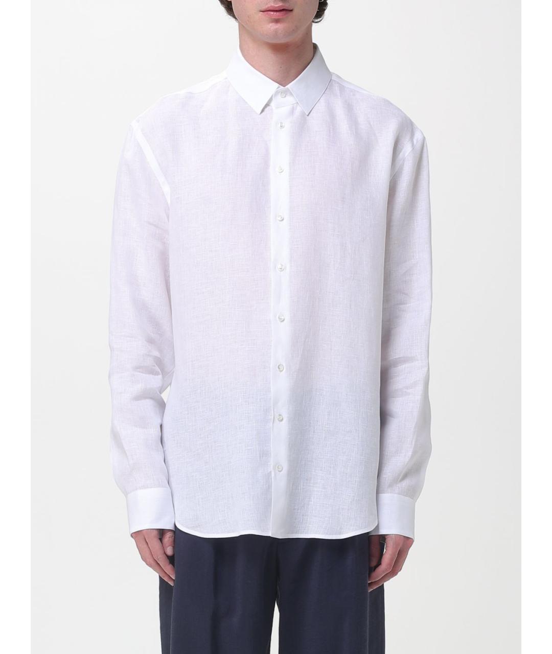 GIORGIO ARMANI Белая льняная кэжуал рубашка, фото 6