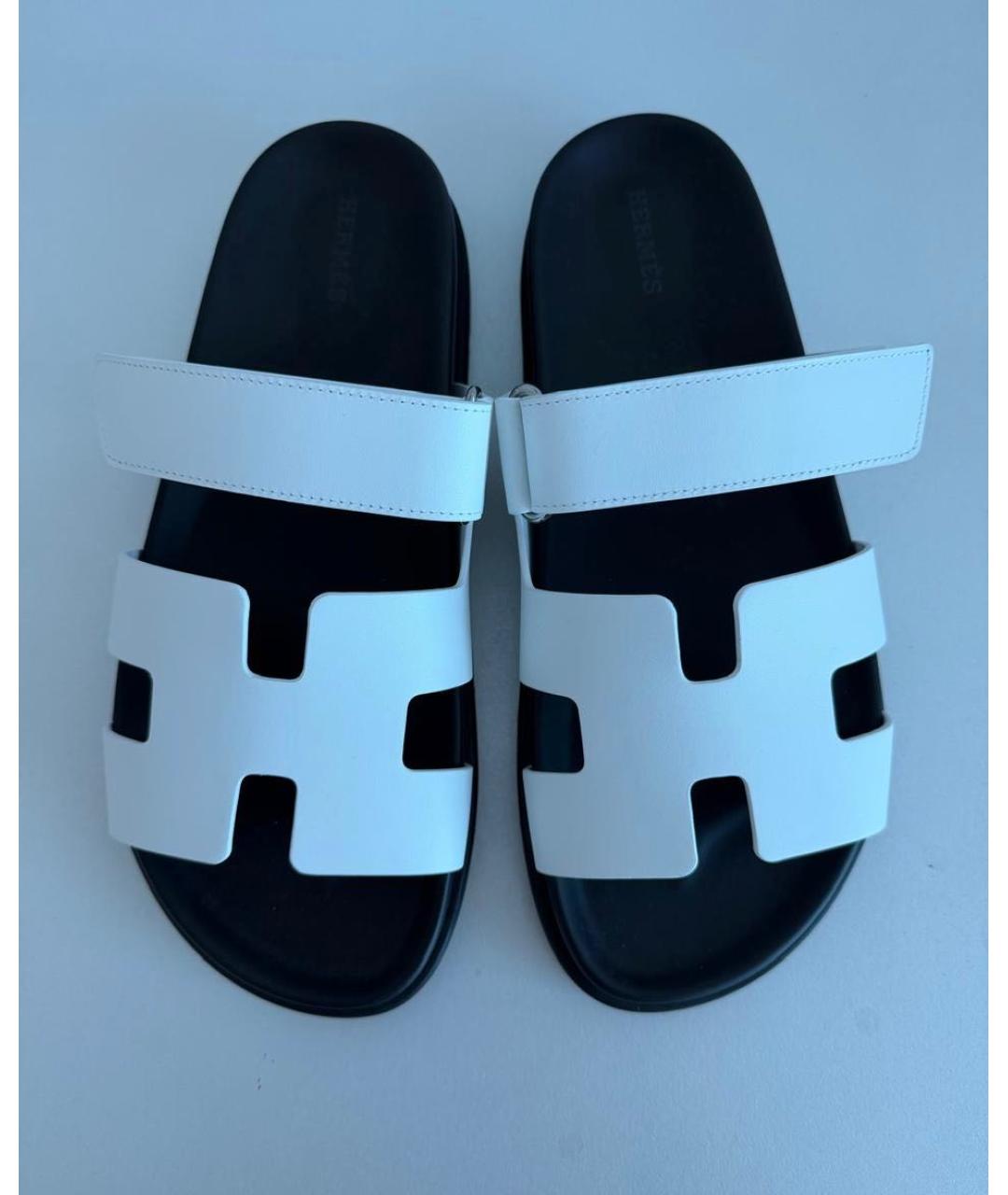 HERMES Белые кожаные сандалии, фото 2