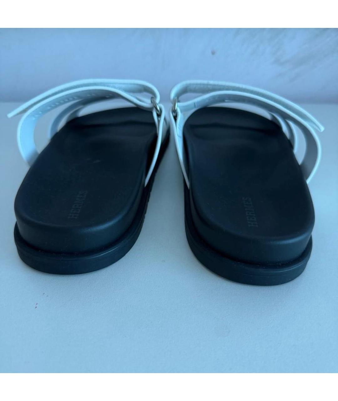 HERMES Белые кожаные сандалии, фото 3