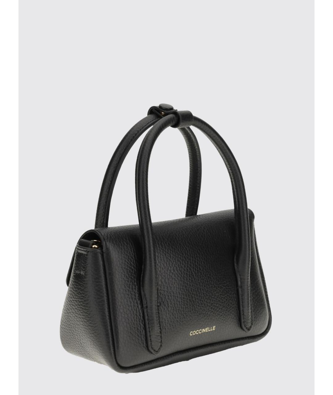 COCCINELLE Черная кожаная сумка с короткими ручками, фото 2