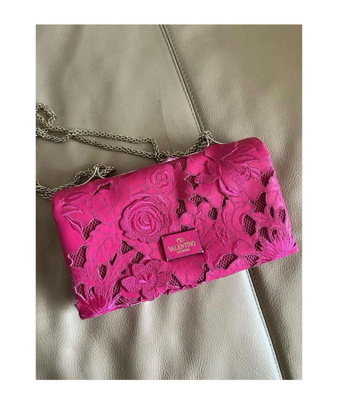 VALENTINO Фуксия кожаная сумка тоут, фото 3