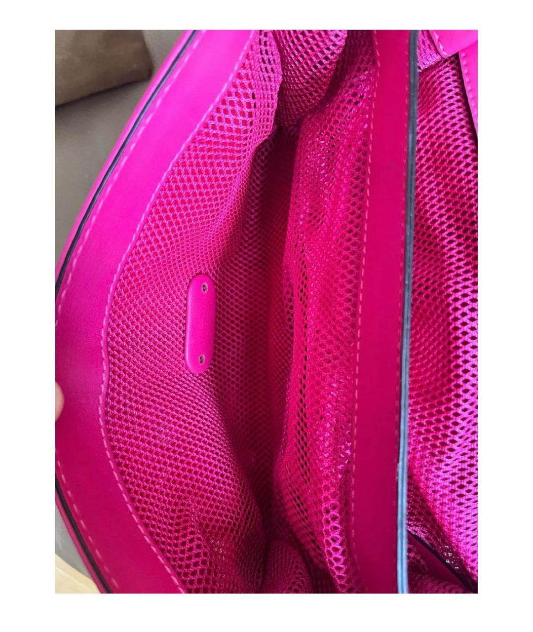 VALENTINO Фуксия кожаная сумка тоут, фото 5