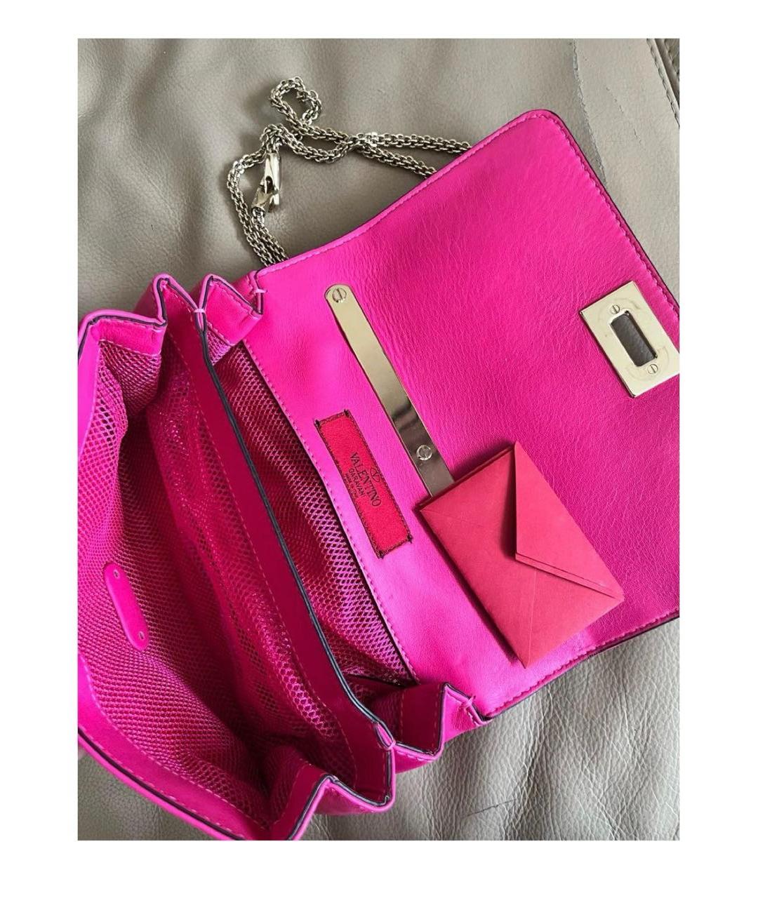 VALENTINO Фуксия кожаная сумка тоут, фото 4