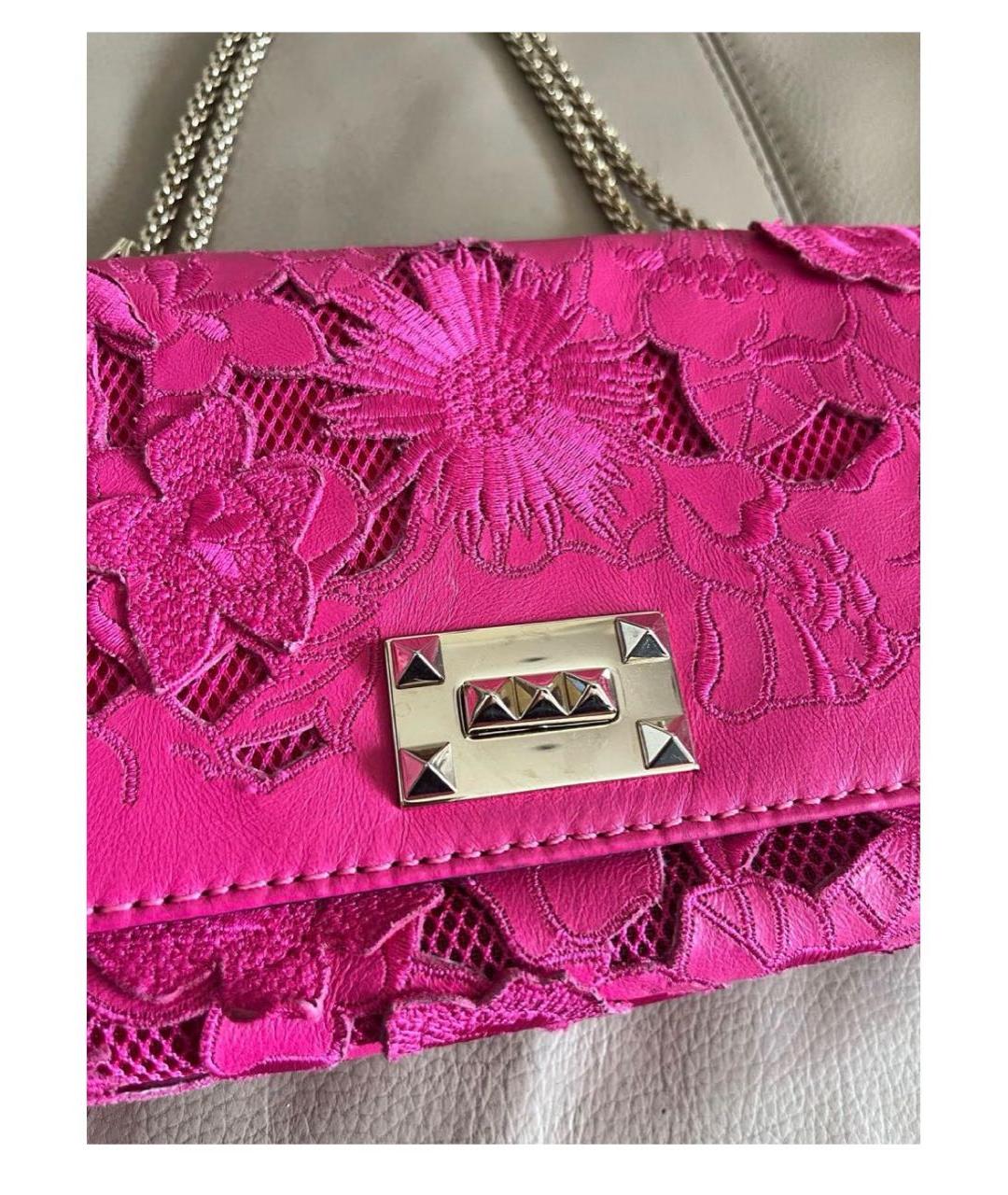 VALENTINO Фуксия кожаная сумка тоут, фото 7