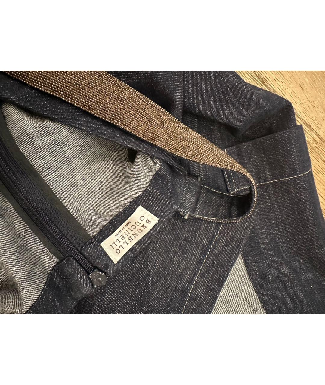 BRUNELLO CUCINELLI Синее хлопковое повседневное платье, фото 6