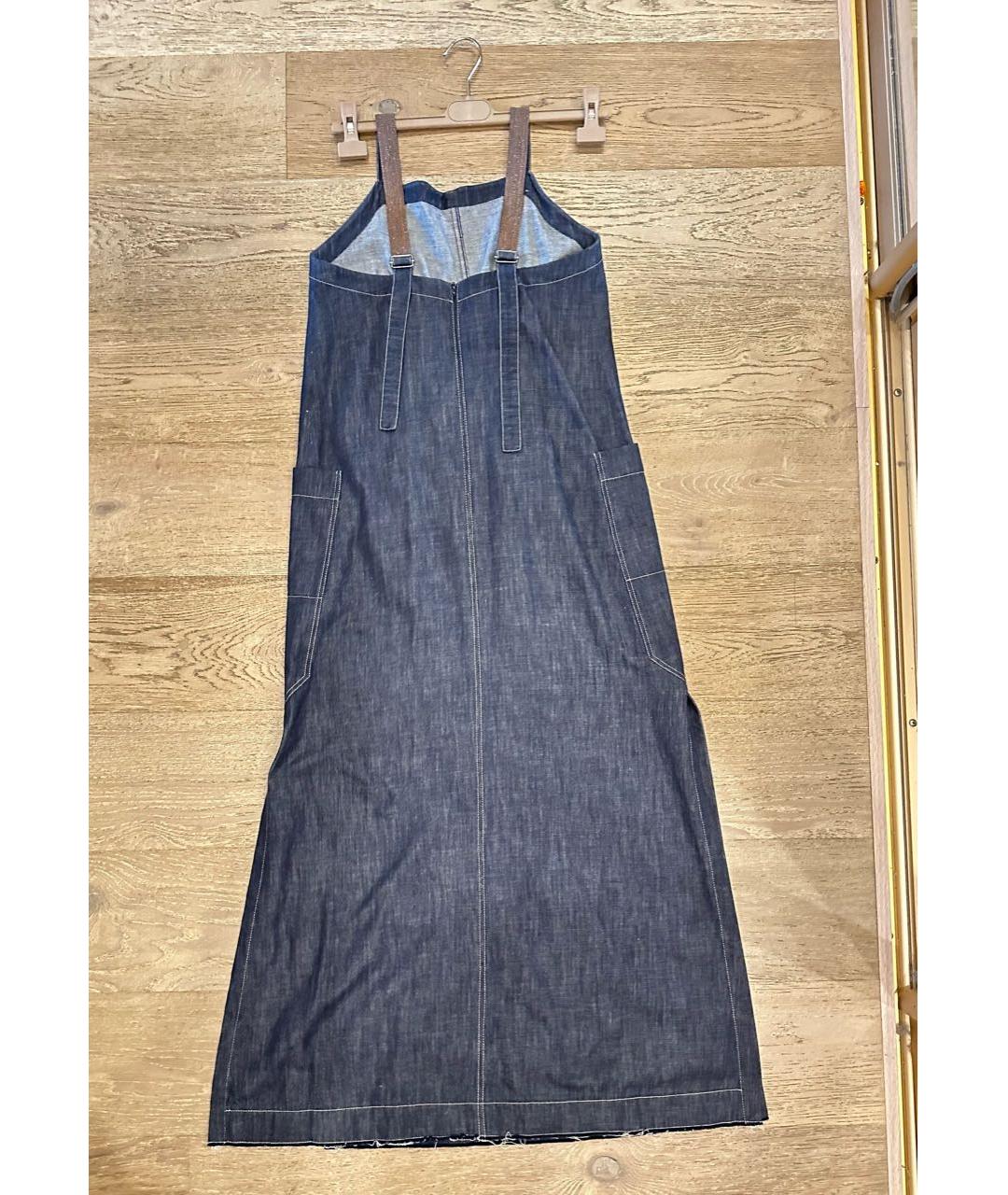 BRUNELLO CUCINELLI Синее хлопковое повседневное платье, фото 2