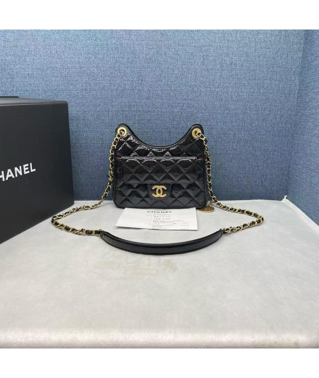 CHANEL Черная кожаная сумка через плечо, фото 2