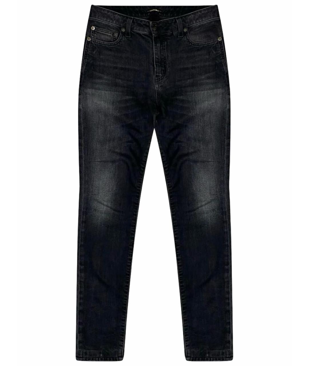 SAINT LAURENT Черные хлопковые джинсы слим, фото 1