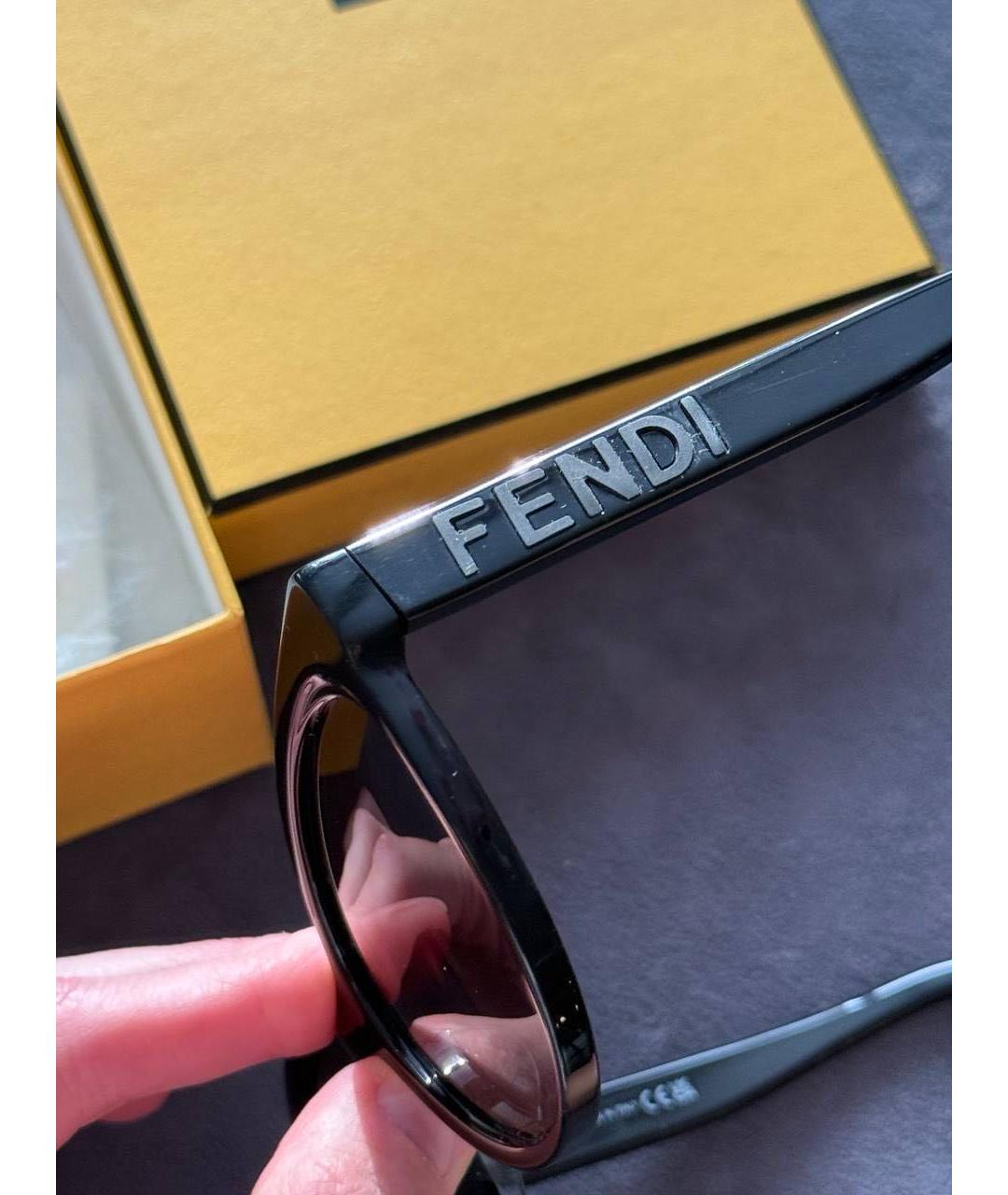 FENDI Черные пластиковые солнцезащитные очки, фото 6