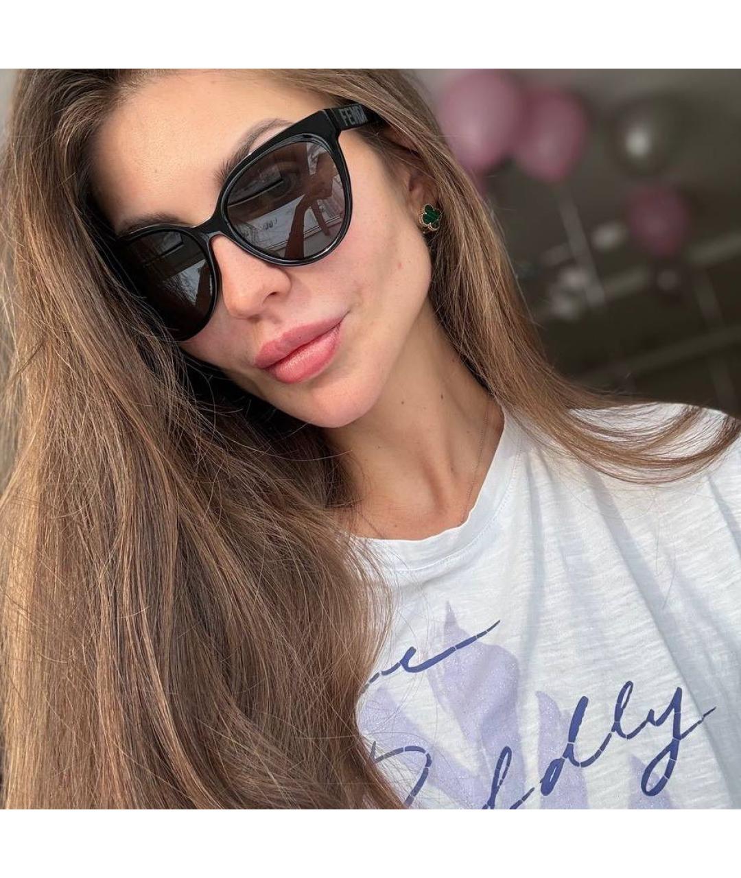 FENDI Черные пластиковые солнцезащитные очки, фото 7