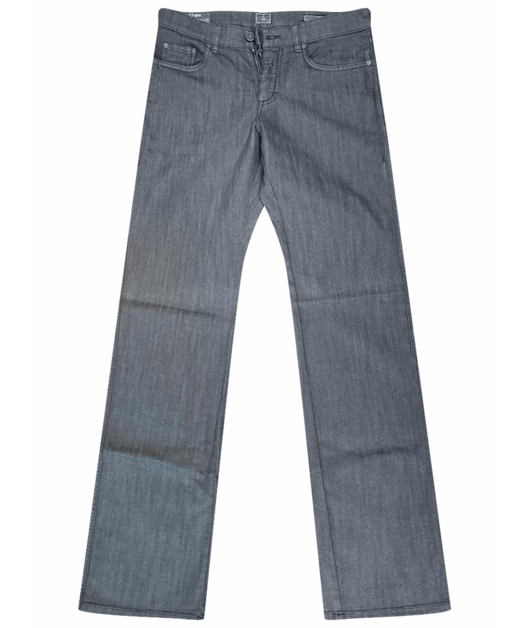 ZZEGNA Антрацитовые хлопко-эластановые прямые джинсы, фото 1