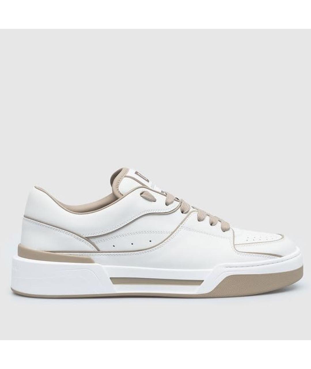 DOLCE&GABBANA Белые кожаные низкие кроссовки / кеды, фото 7