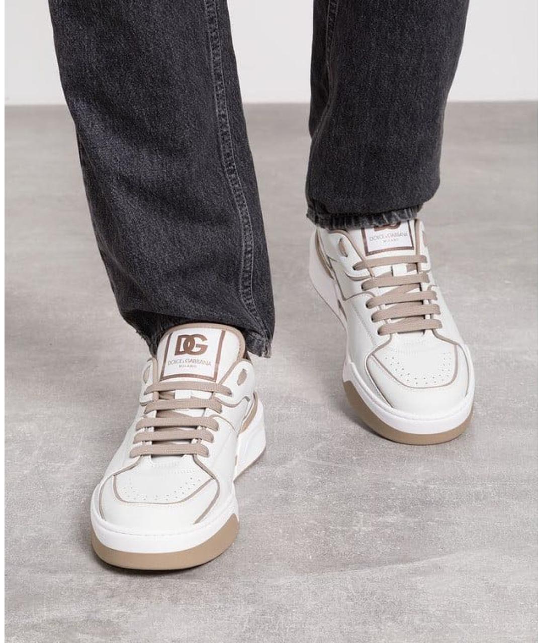 DOLCE&GABBANA Белые кожаные низкие кроссовки / кеды, фото 3