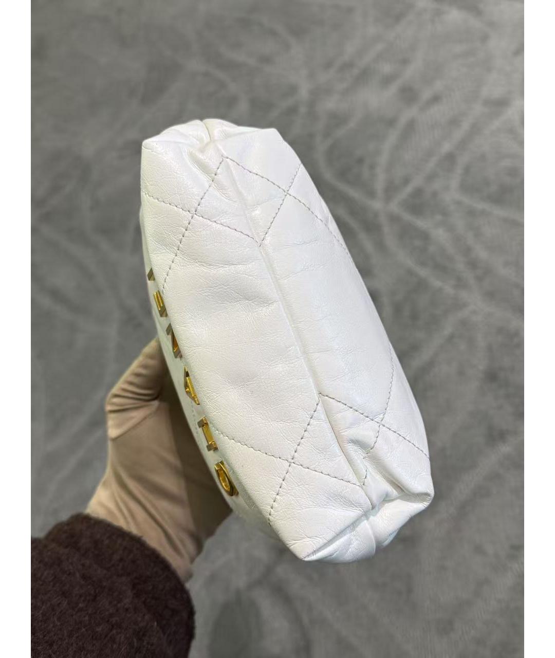 CHANEL Белая кожаная сумка через плечо, фото 6