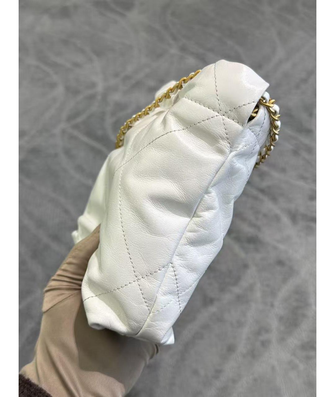 CHANEL Белая кожаная сумка через плечо, фото 5