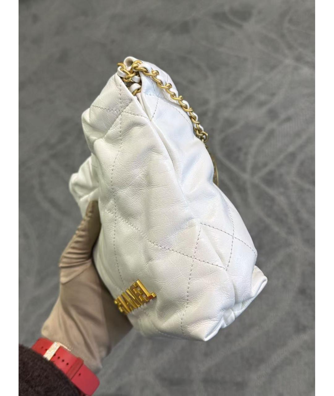 CHANEL Белая кожаная сумка через плечо, фото 4