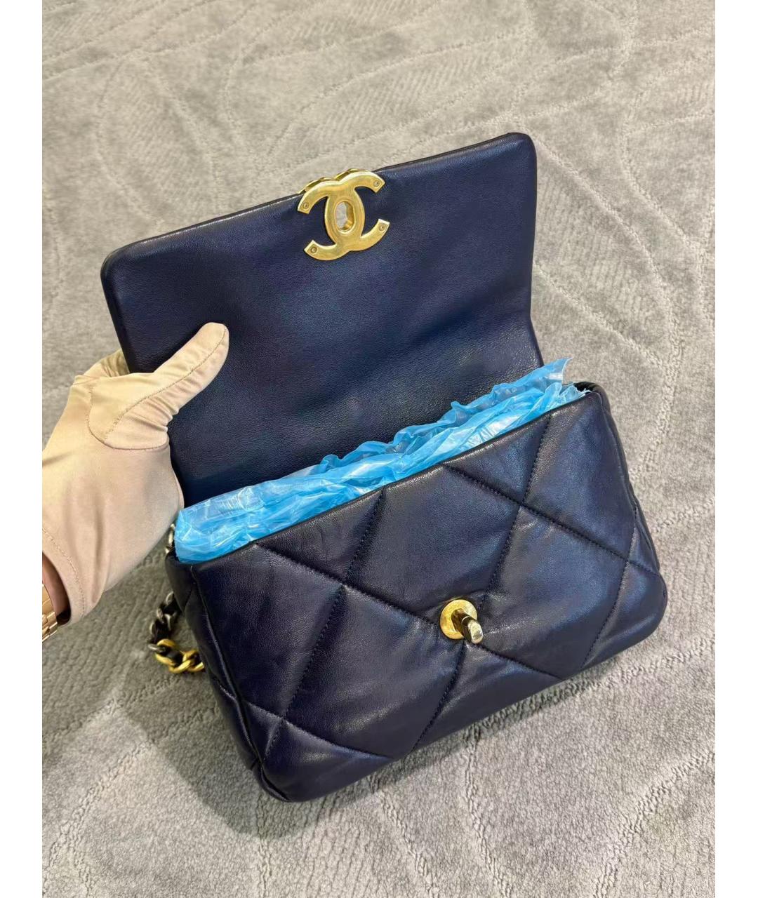 CHANEL Голубая кожаная сумка через плечо, фото 6