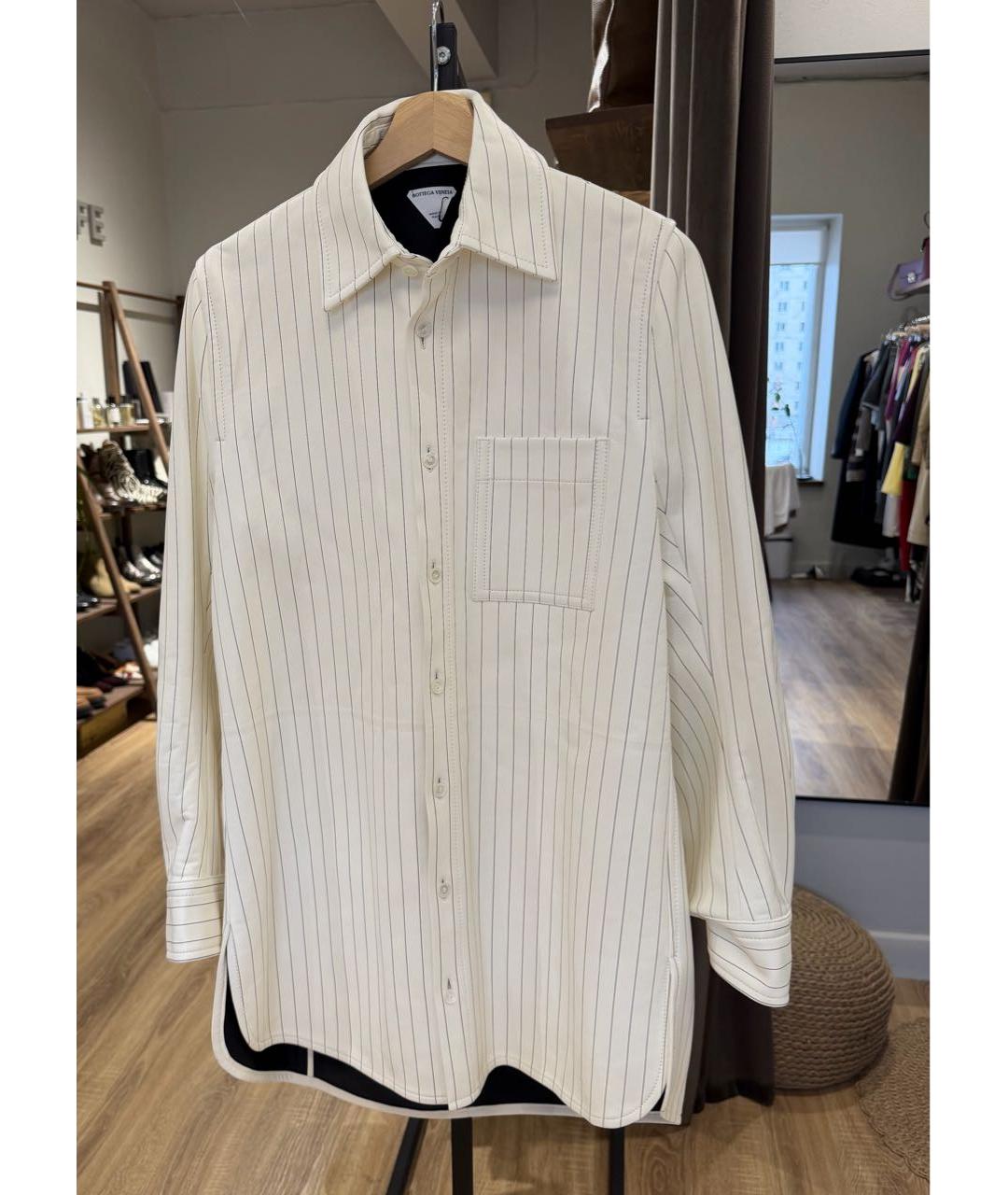 BOTTEGA VENETA Белая кожаная рубашка, фото 9