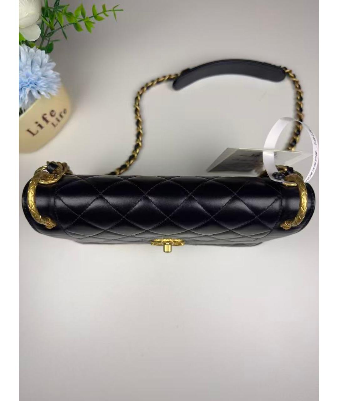 CHANEL Черная кожаная сумка через плечо, фото 6
