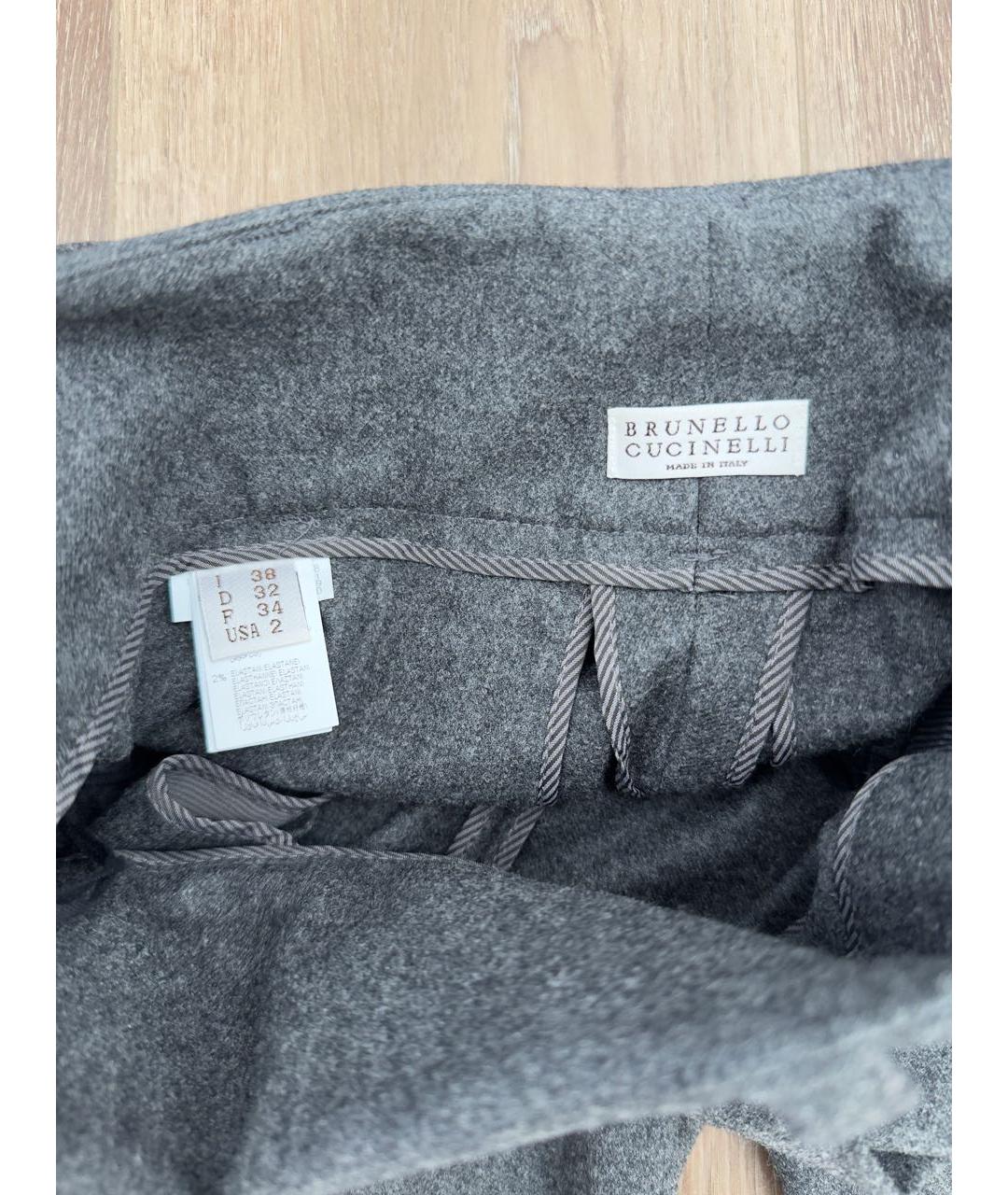 BRUNELLO CUCINELLI Серые шерстяные кюлоты, фото 4