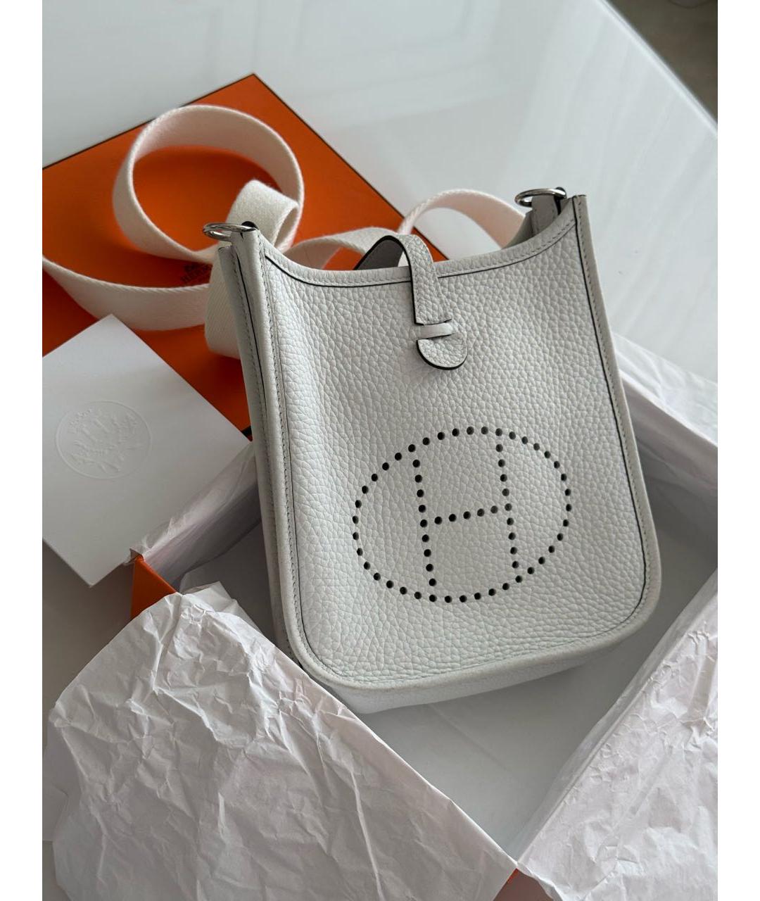 HERMES Белая кожаная сумка через плечо, фото 9