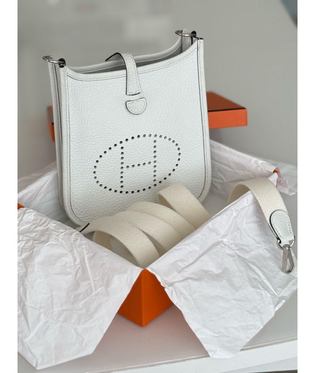 HERMES Белая кожаная сумка через плечо, фото 2