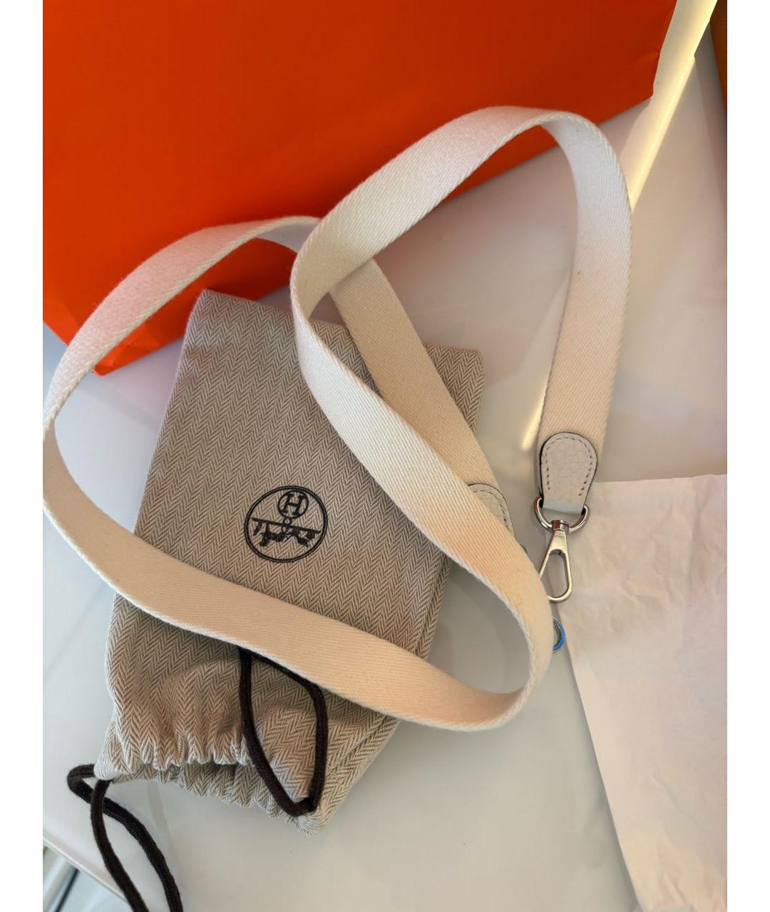 HERMES Белая кожаная сумка через плечо, фото 6