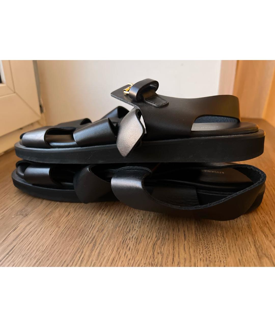 LIVIANA CONTI Черные кожаные сандалии, фото 7