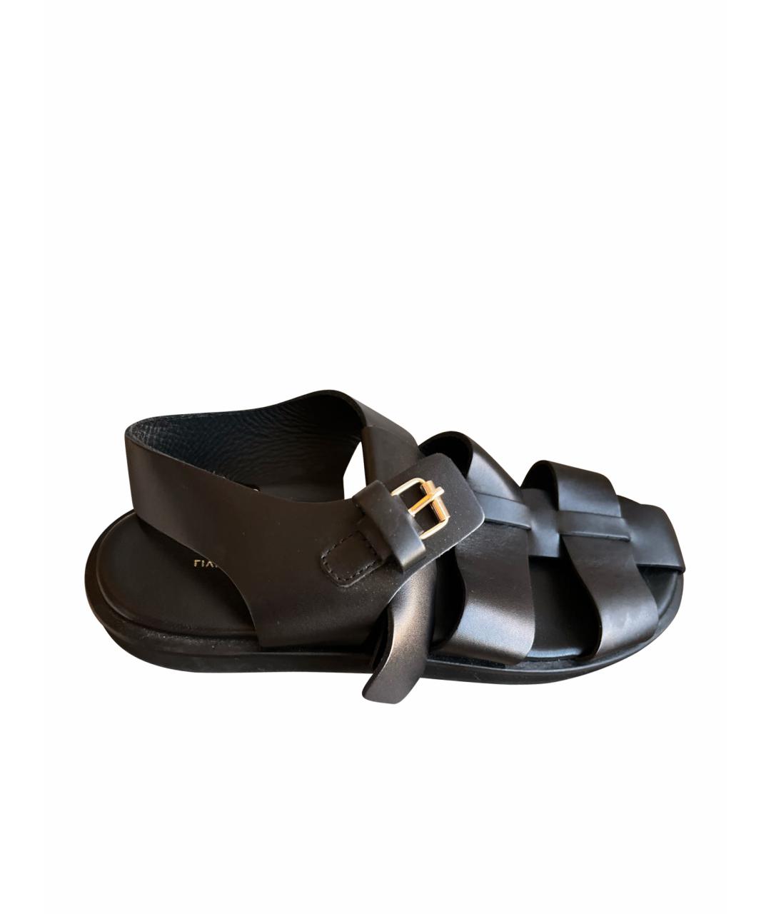 LIVIANA CONTI Черные кожаные сандалии, фото 1