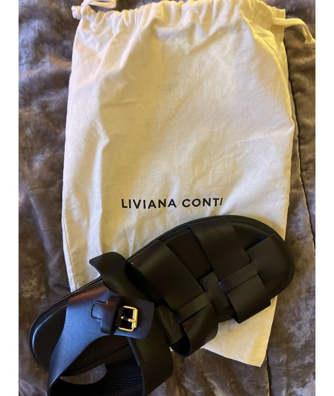 LIVIANA CONTI Черные кожаные сандалии, фото 8