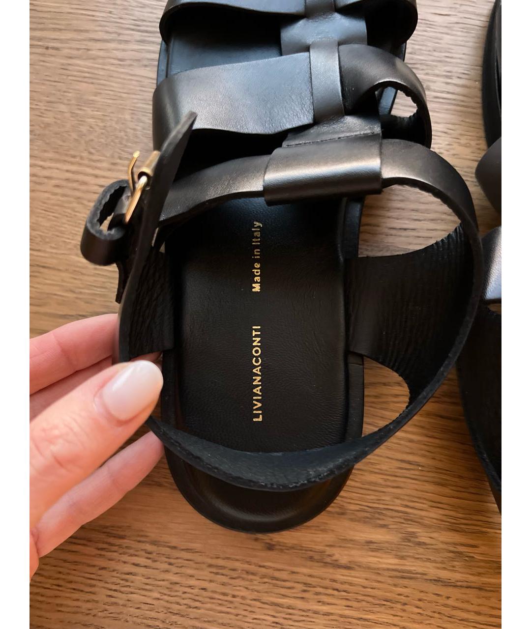 LIVIANA CONTI Черные кожаные сандалии, фото 3