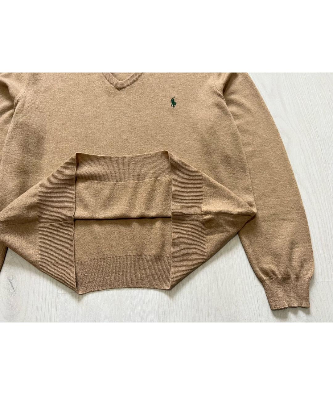 RALPH LAUREN Бежевый шерстяной джемпер / свитер, фото 4