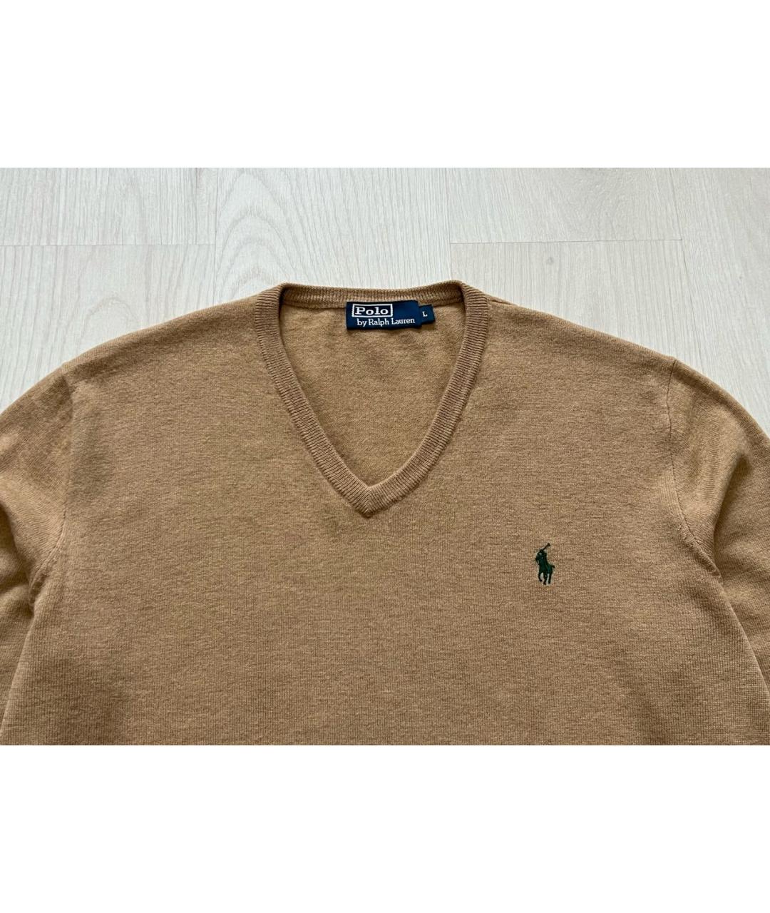 RALPH LAUREN Бежевый шерстяной джемпер / свитер, фото 3