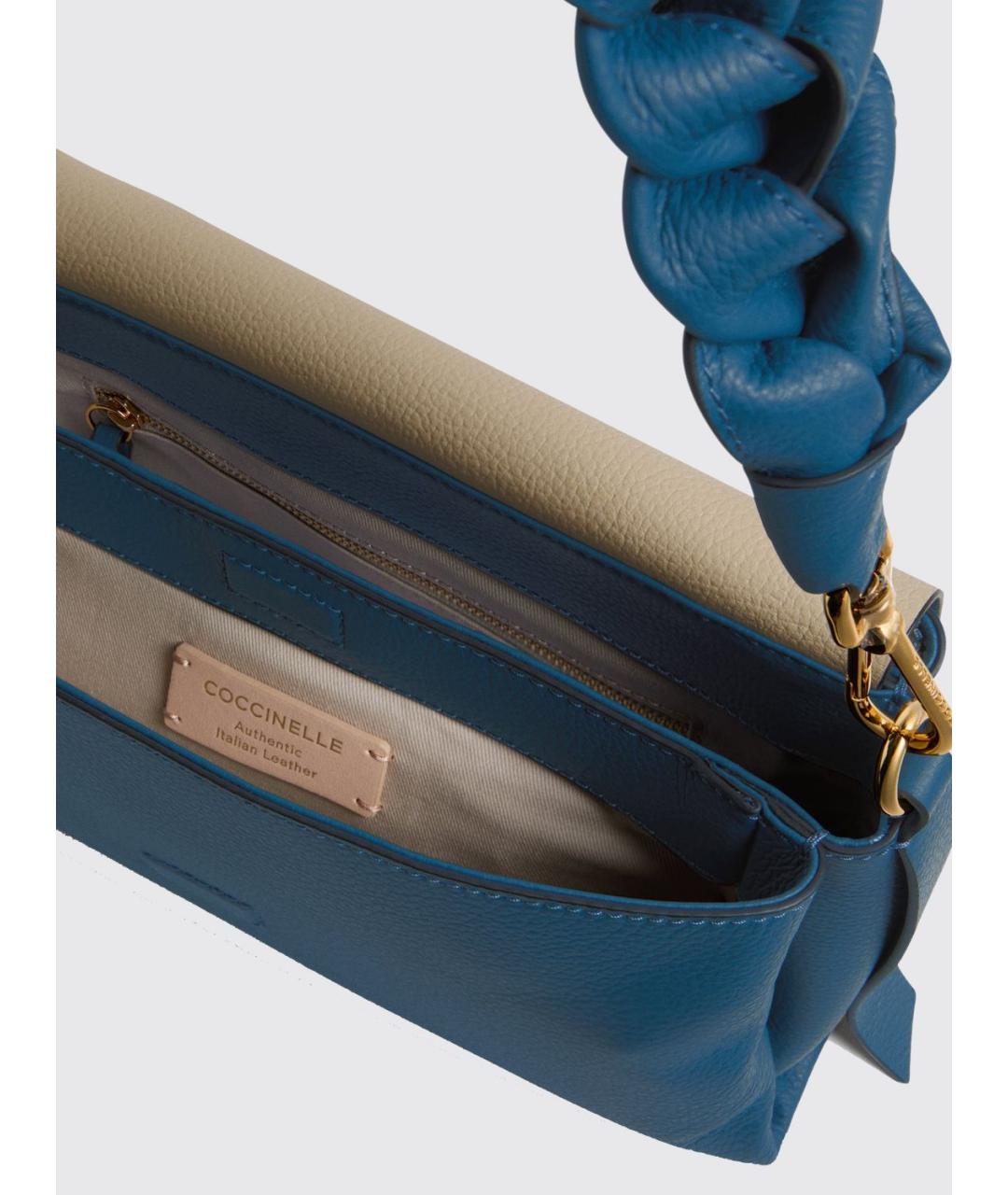 COCCINELLE Синяя кожаная сумка через плечо, фото 2