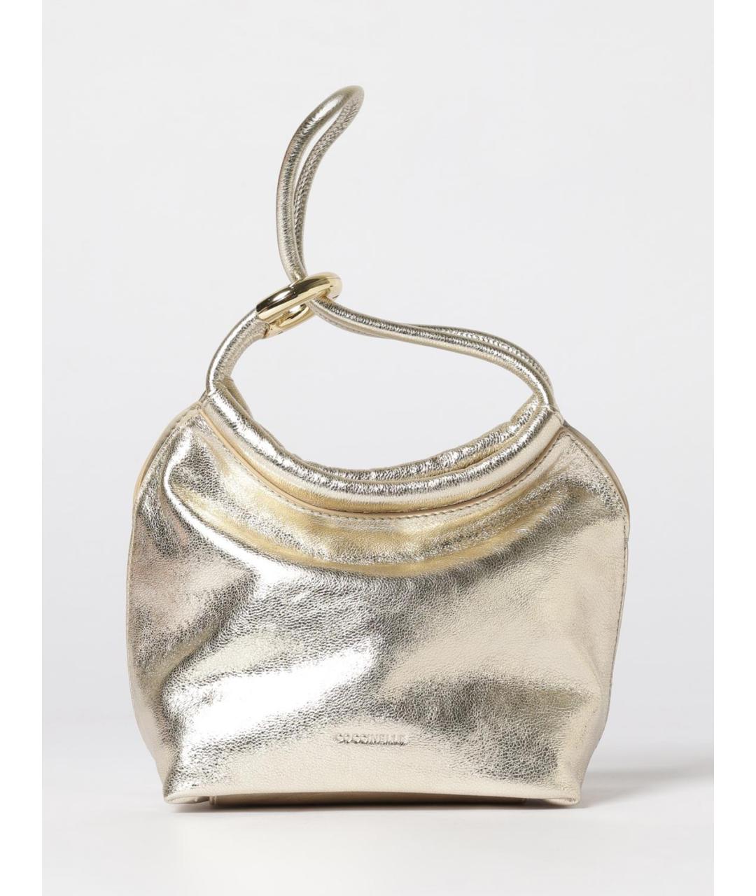 COCCINELLE Золотая кожаная сумка через плечо, фото 4