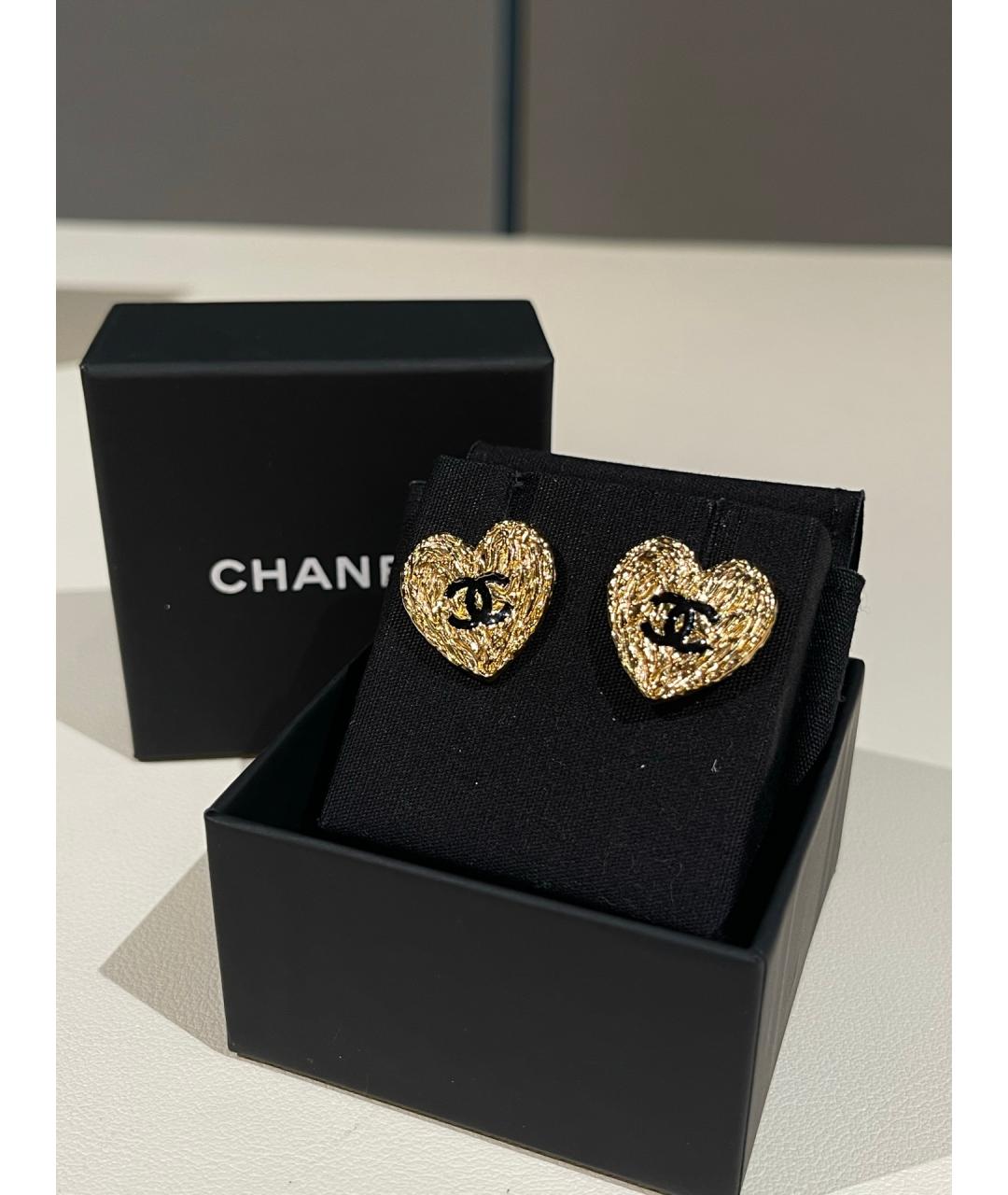 CHANEL Золотые металлические серьги, фото 3