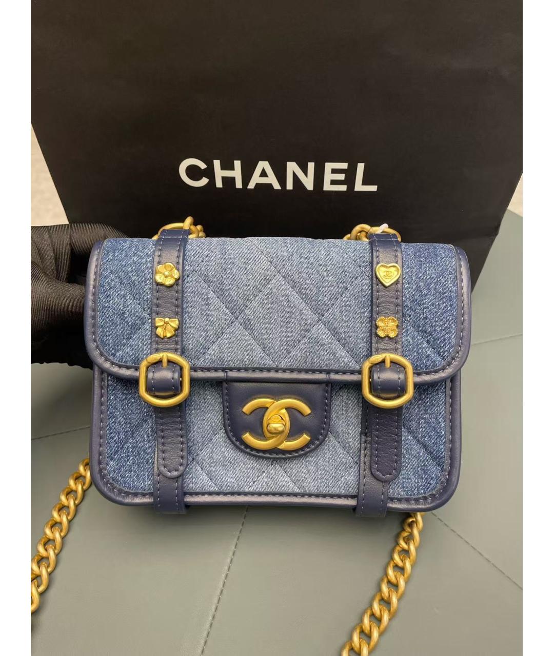 CHANEL Голубая сумка через плечо, фото 2