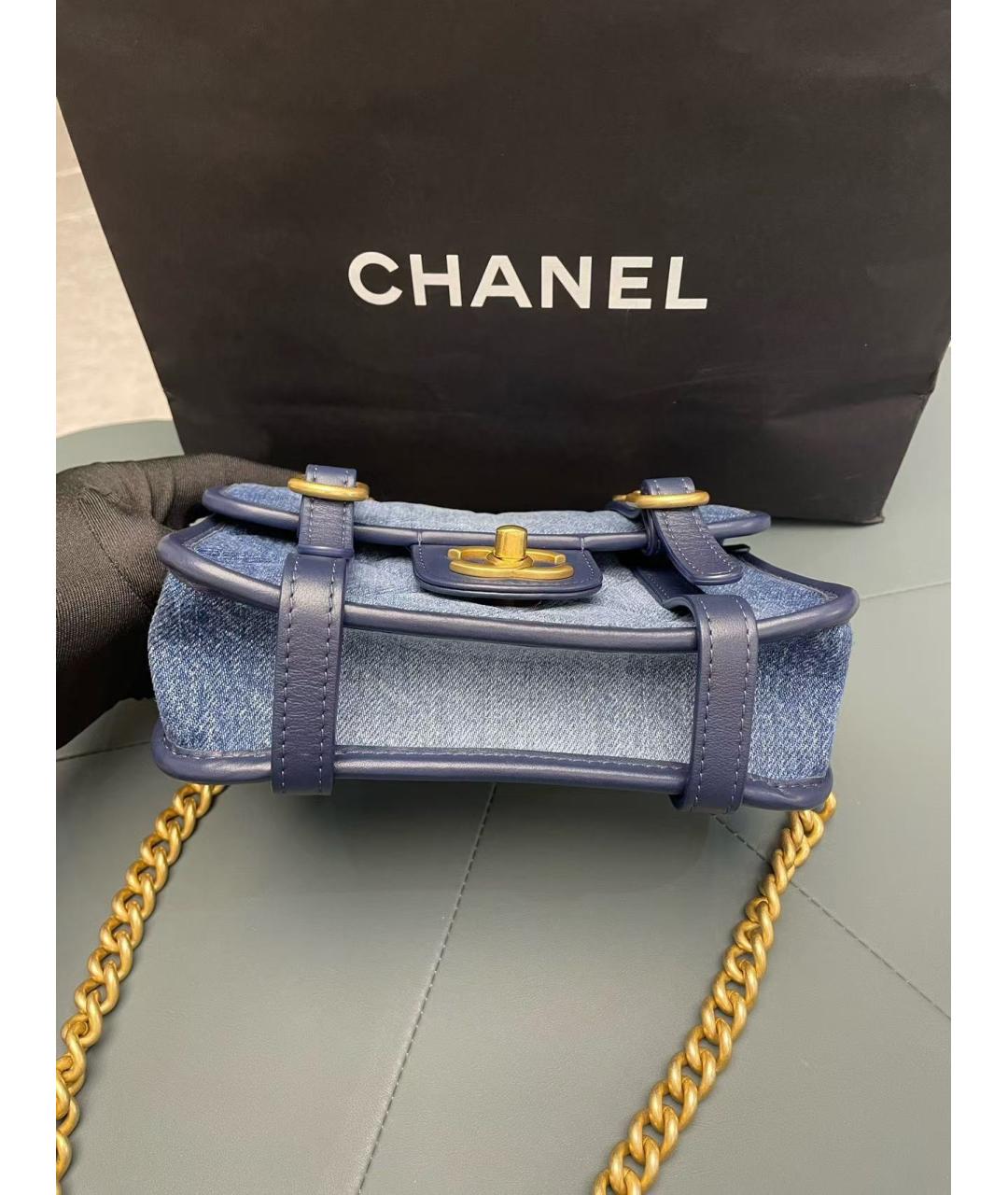 CHANEL Голубая сумка через плечо, фото 3