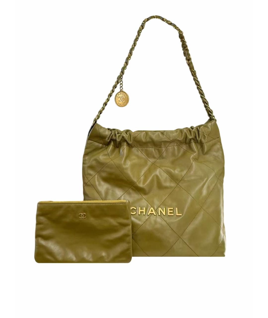 CHANEL Зеленая кожаная сумка тоут, фото 1