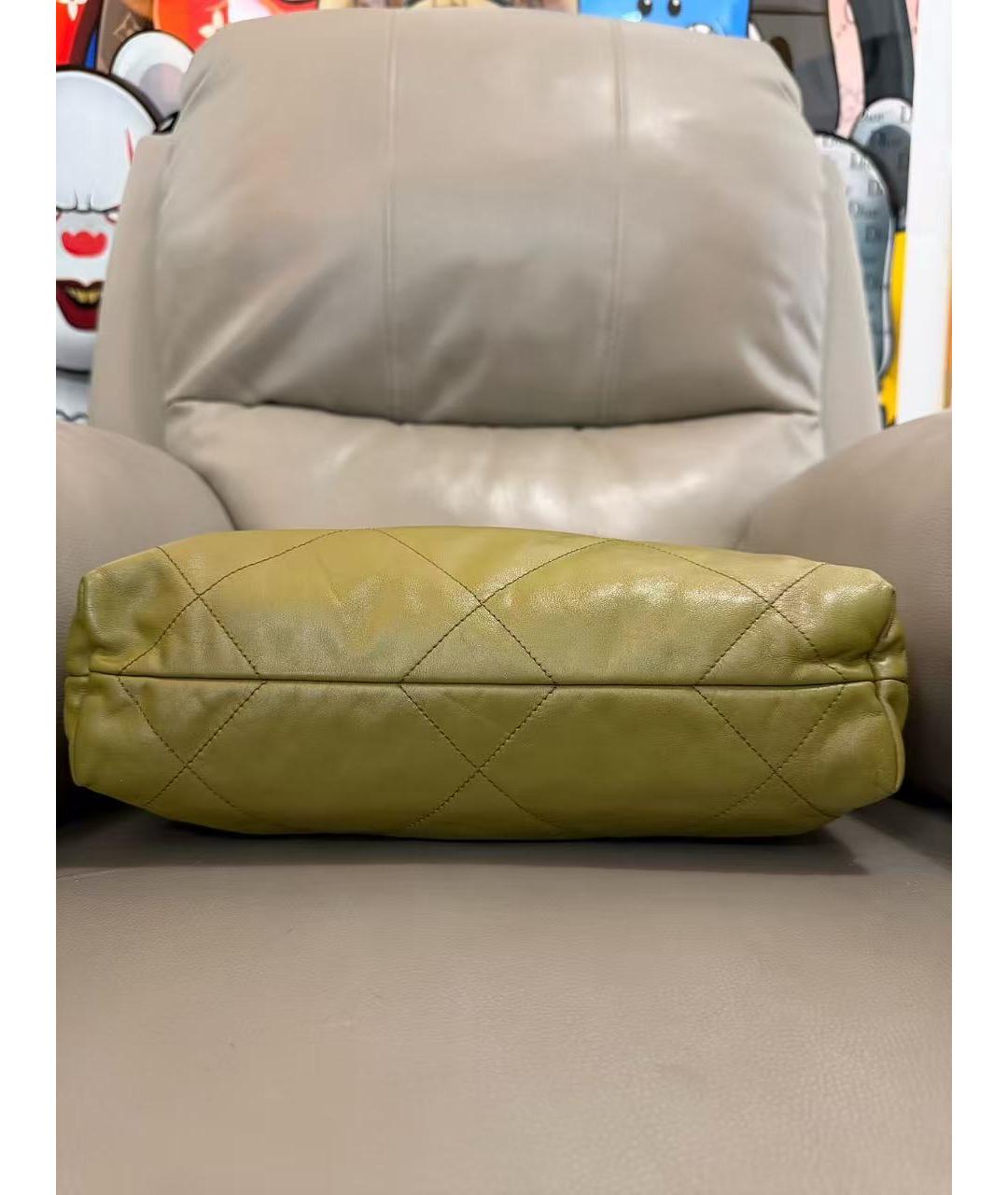 CHANEL Зеленая кожаная сумка тоут, фото 5