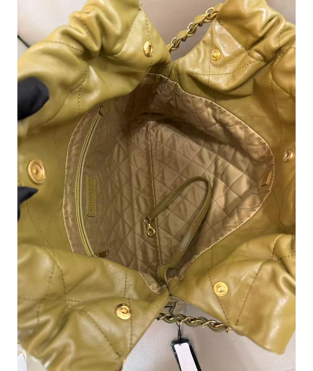 CHANEL Зеленая кожаная сумка тоут, фото 7