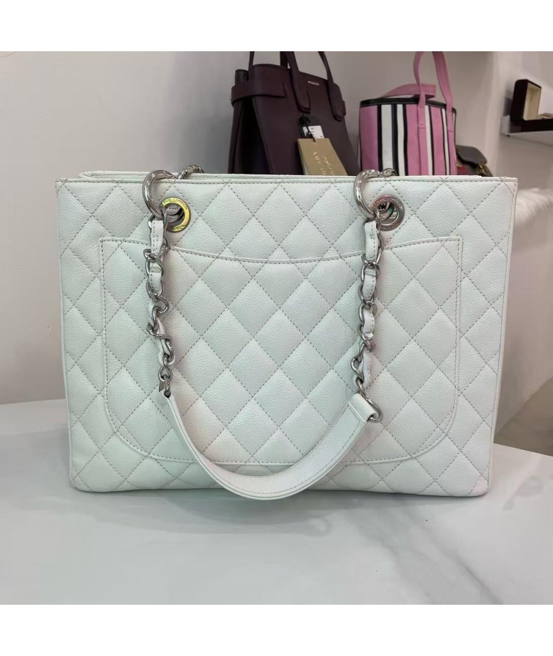 CHANEL Белая кожаная сумка тоут, фото 3