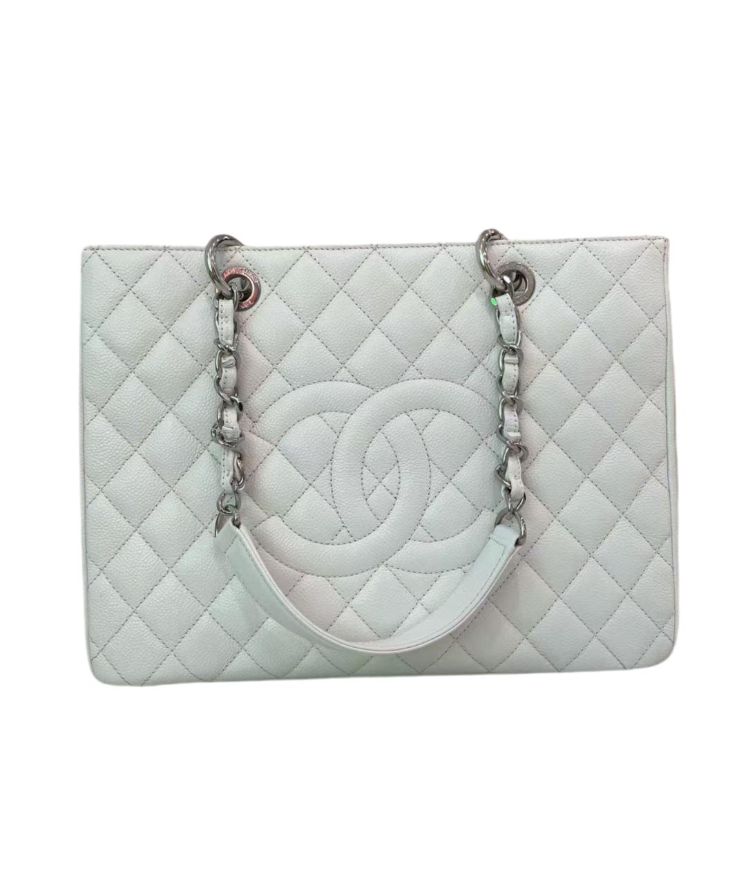 CHANEL Белая кожаная сумка тоут, фото 6