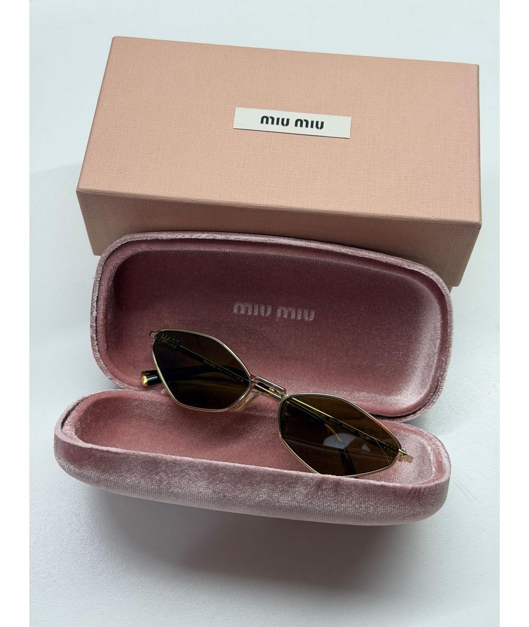 MIU MIU Коричневые металлические солнцезащитные очки, фото 5