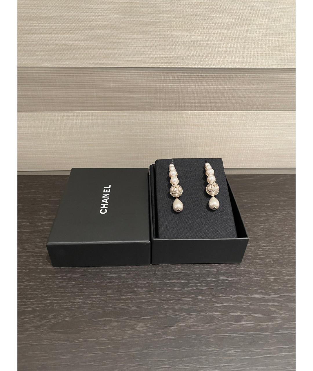 CHANEL Белые жемчужные серьги, фото 2