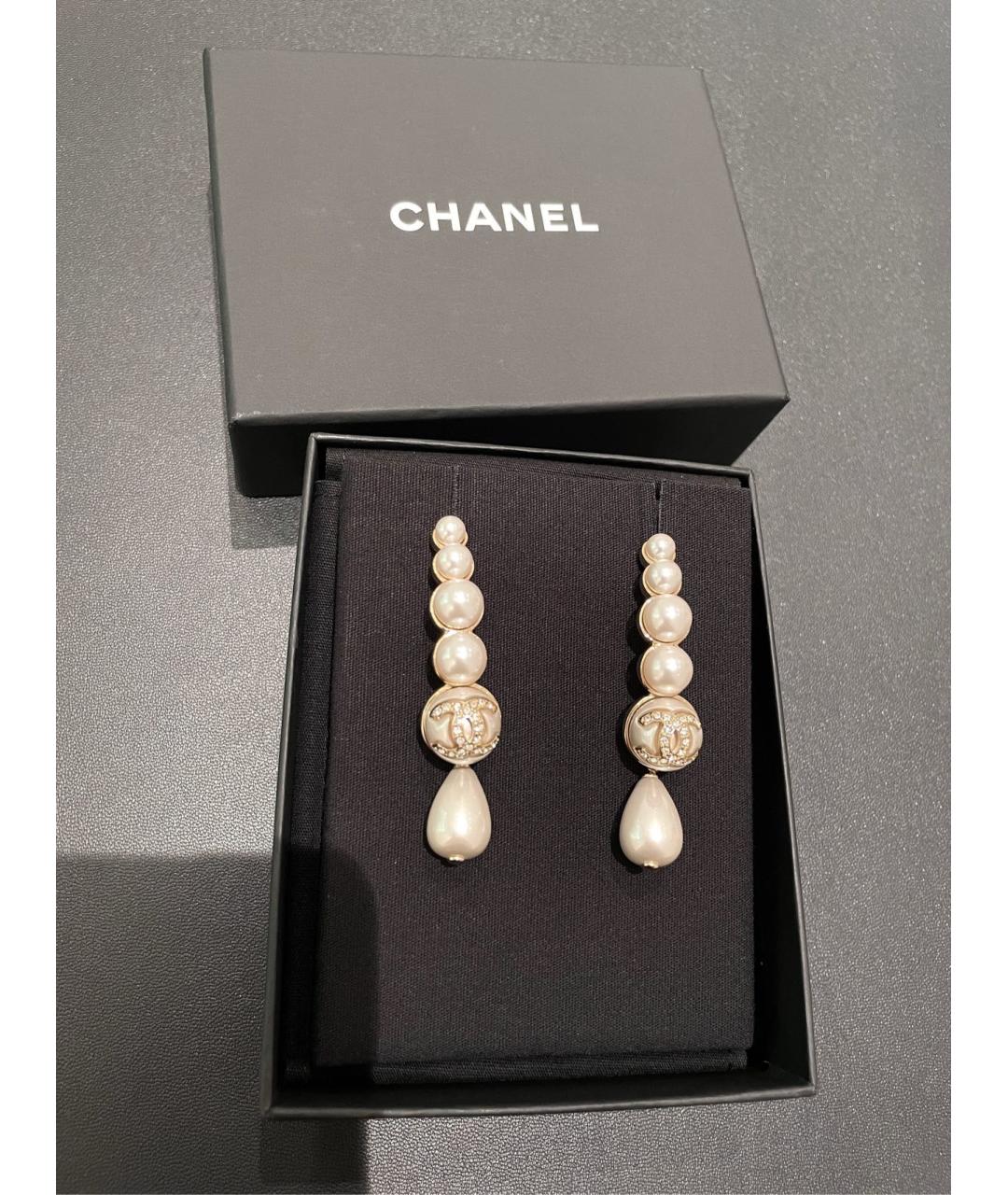 CHANEL Белые жемчужные серьги, фото 5