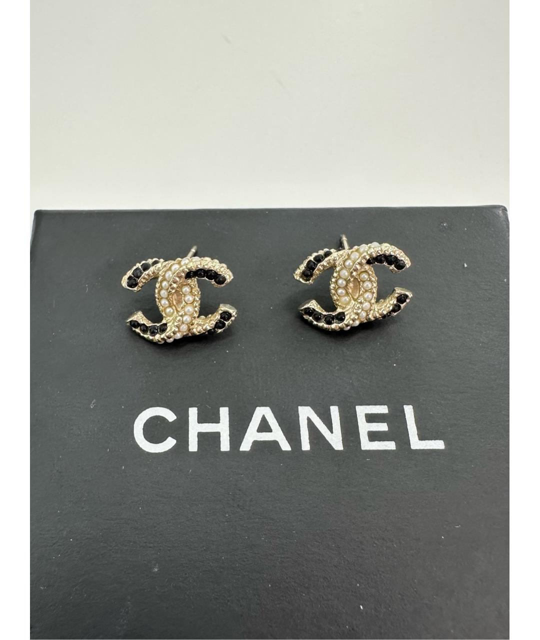 CHANEL Золотые металлические серьги, фото 6