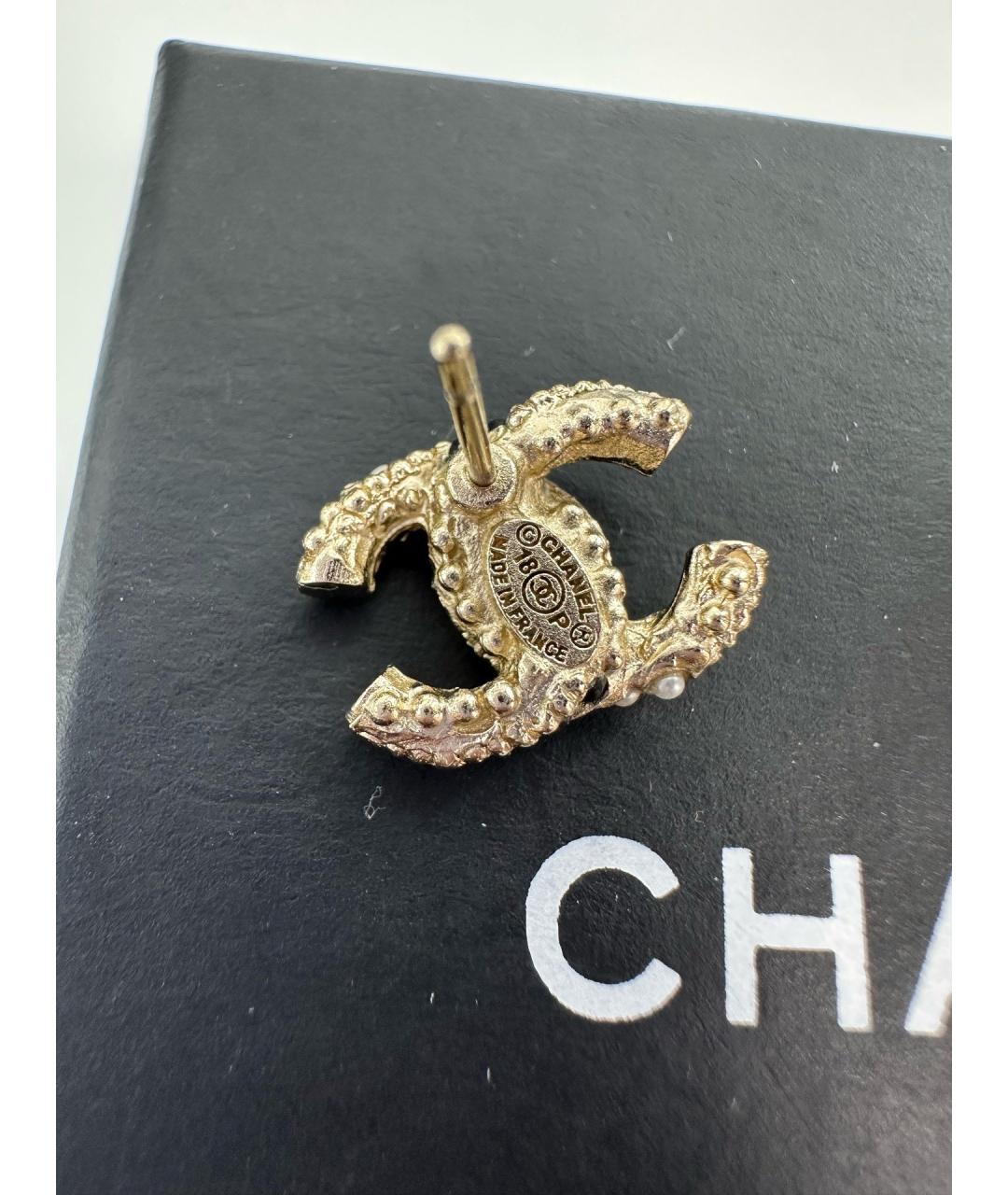CHANEL Золотые металлические серьги, фото 4
